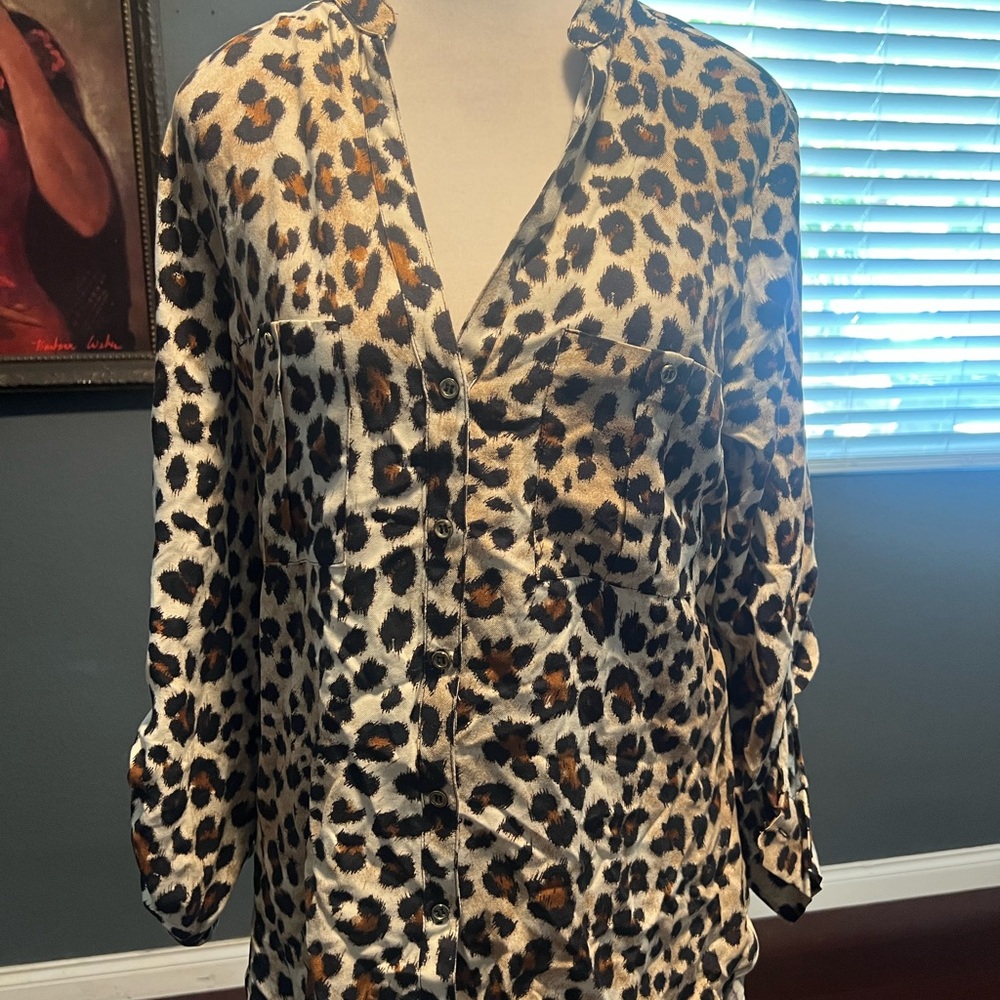 Zara Brown and Black Long Sleeve Button Down Shirt.EUC - Picture 3 of 7